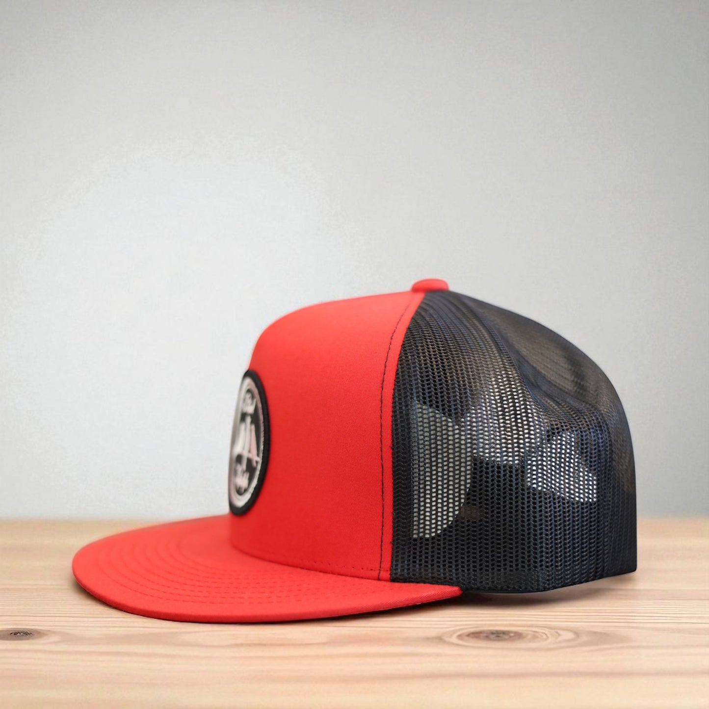 3 Bird Lifestyle Flat Bill Trucker• Red & Black • 3 Bird Lifestyle Patch