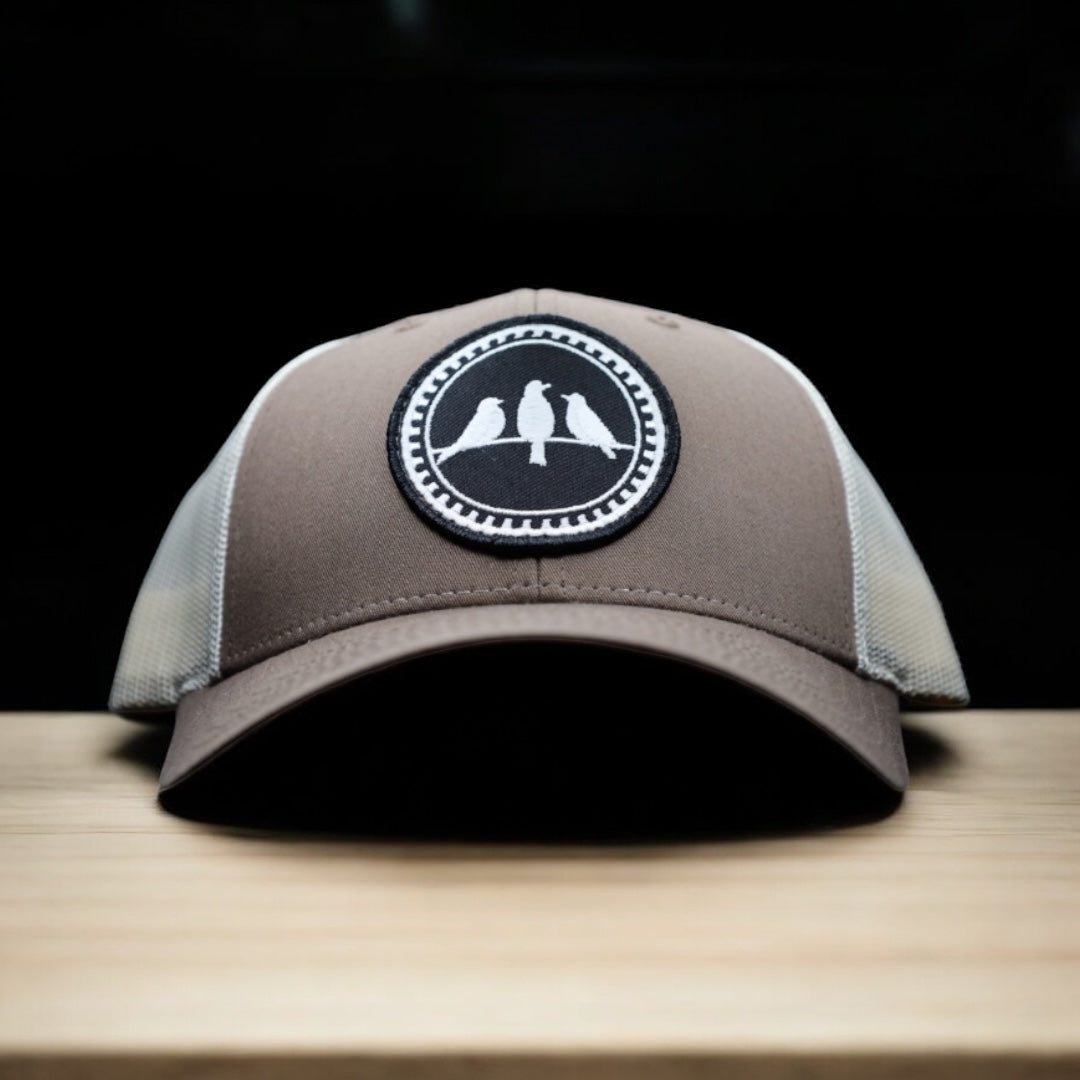3 Bird Lifestyle Low Profile Trucker Hat • Brown/White • 3 Birds Only Patch