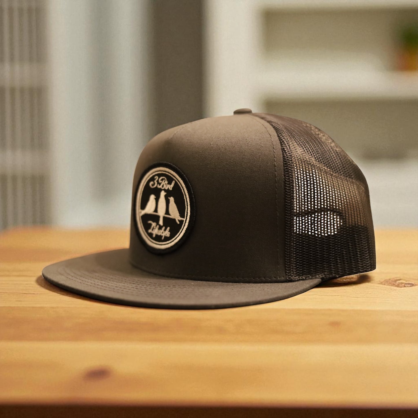 3 Bird Lifestyle Flat Bill Trucker • Charcoal • 3 Bird Lifestyle Patch