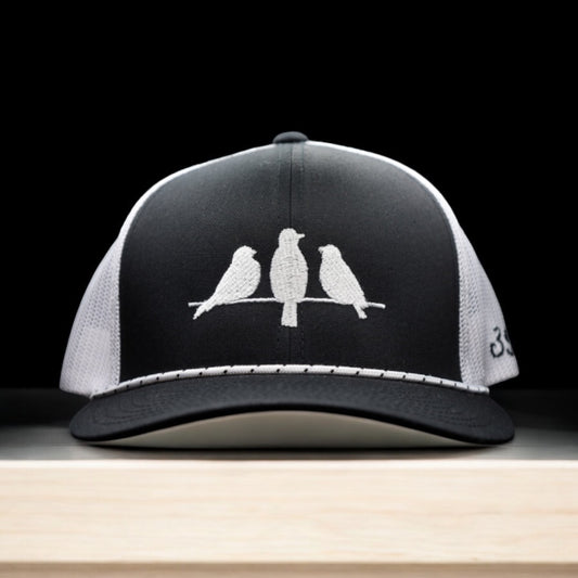 3 Bird Lifestyle Trucker Rope Hat • White Birds