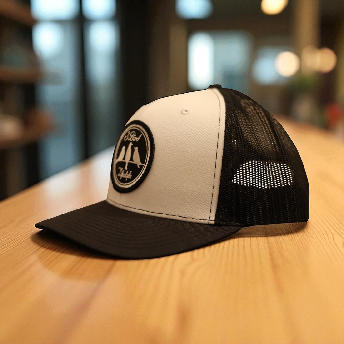 3 Bird Lifestyle Trucker Hat • Black & White • 3 Bird Lifestyle Patch