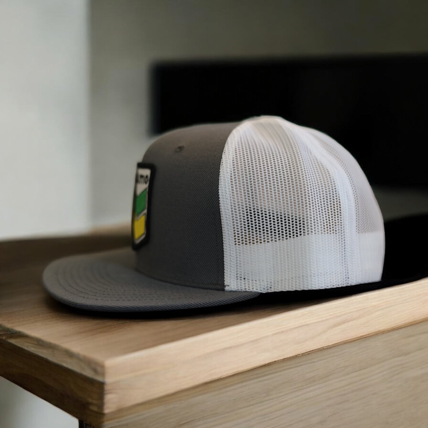 3 Bird Lifestyle Wool Blend Flat Bill Trucker • Grey & White • Te Amo (Jamaica) Patch