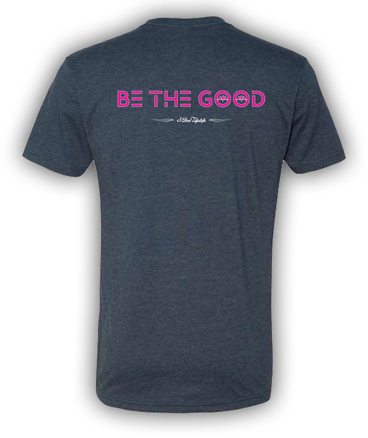 3 Bird Lifestyle T-Shirt • Good Vibing / Be The Good • Navy & Pink
