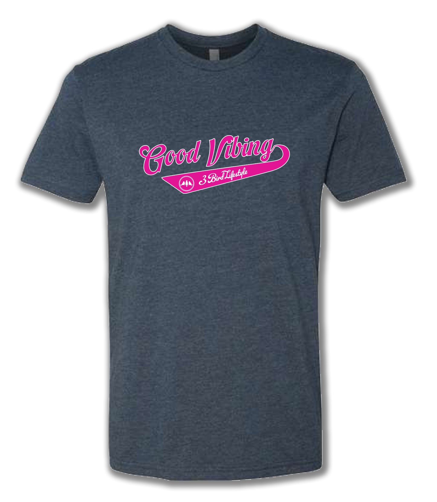 3 Bird Lifestyle T-Shirt • Good Vibing / Be The Good • Navy & Pink