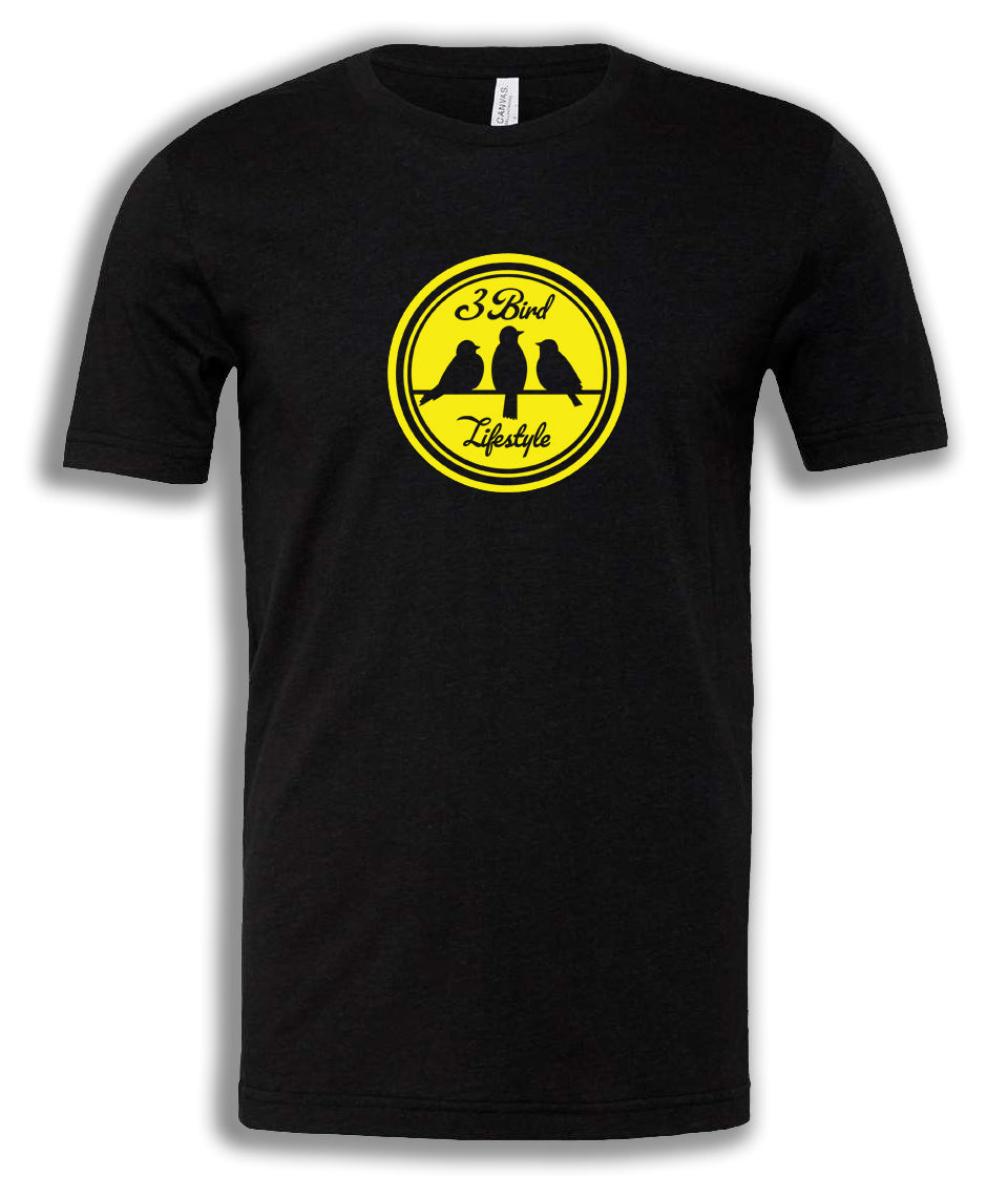 3 Bird Lifestyle T-Shirt • 3 Bird Crest • Black & Yellow