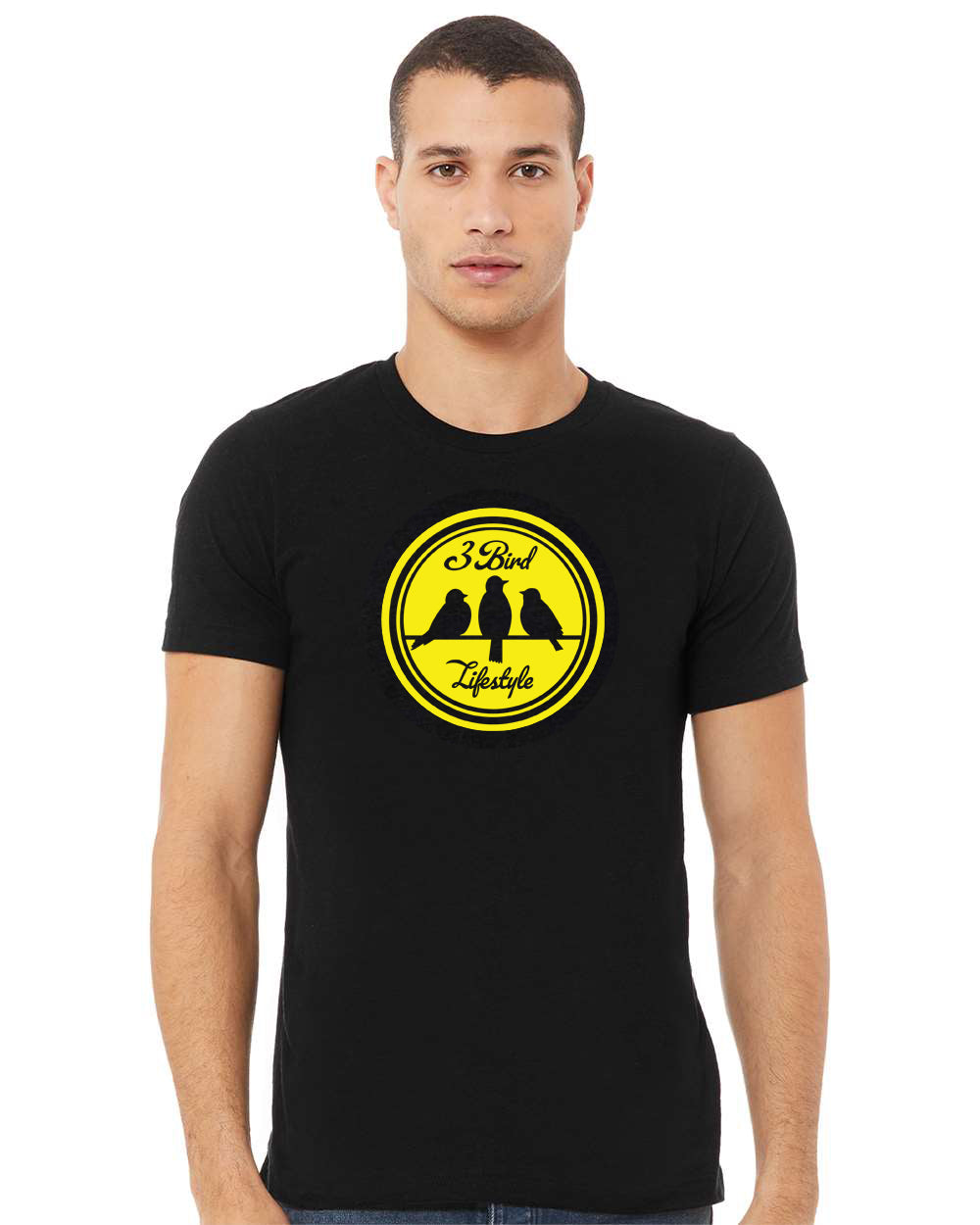 3 Bird Lifestyle T-Shirt • 3 Bird Crest • Black & Yellow