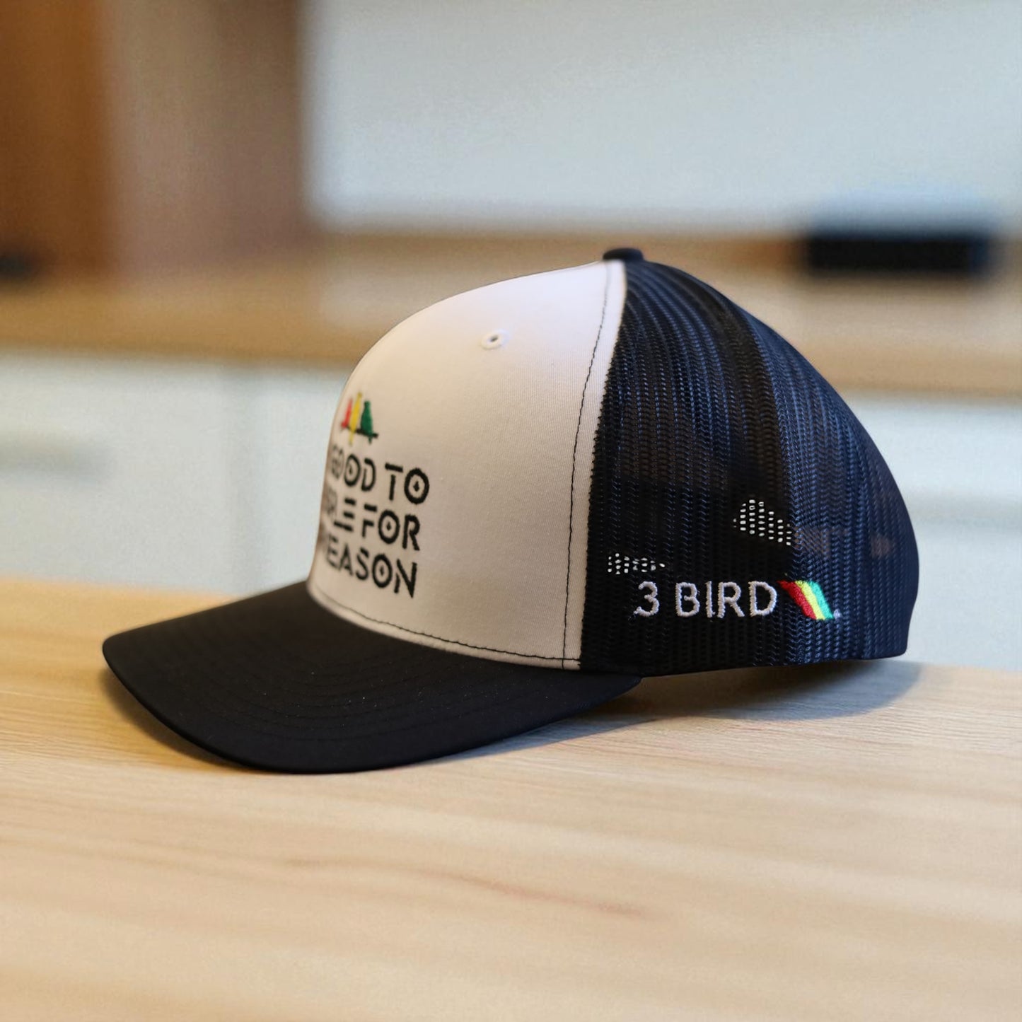 3 Bird Lifestyle Trucker Hat • White & Black• Be Good To People For No Reason