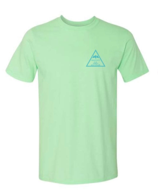 3 Bird Lifestyle T-Shirt • Positivity Is A Force Multiplier • Mint Green & Blue