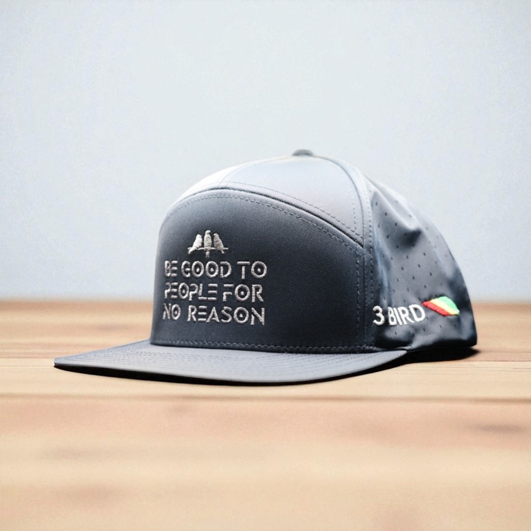 3 Bird Lifestyle Water-Resistant Hat •Navy • Be Good To People For No Reason