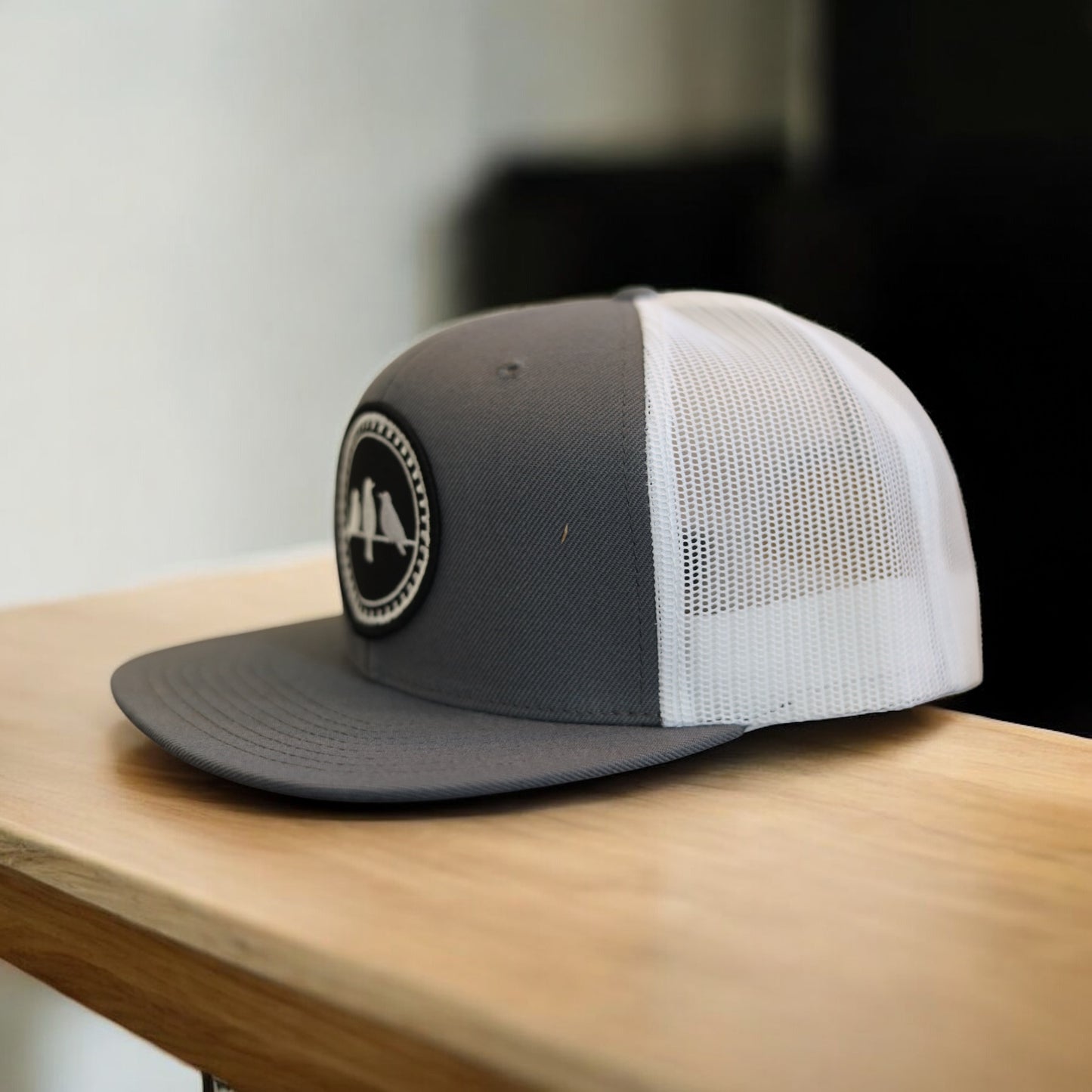 3 Bird Lifestyle Wool Blend Flat Bill Trucker • Dark Grey & White • Birds Only Patch