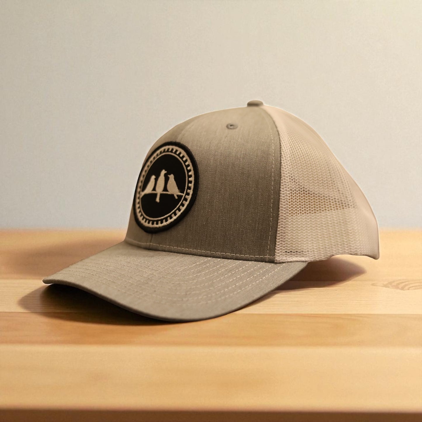 3 Bird Lifestyle Trucker Hat • Light Grey & White • 3 Birds Only Patch