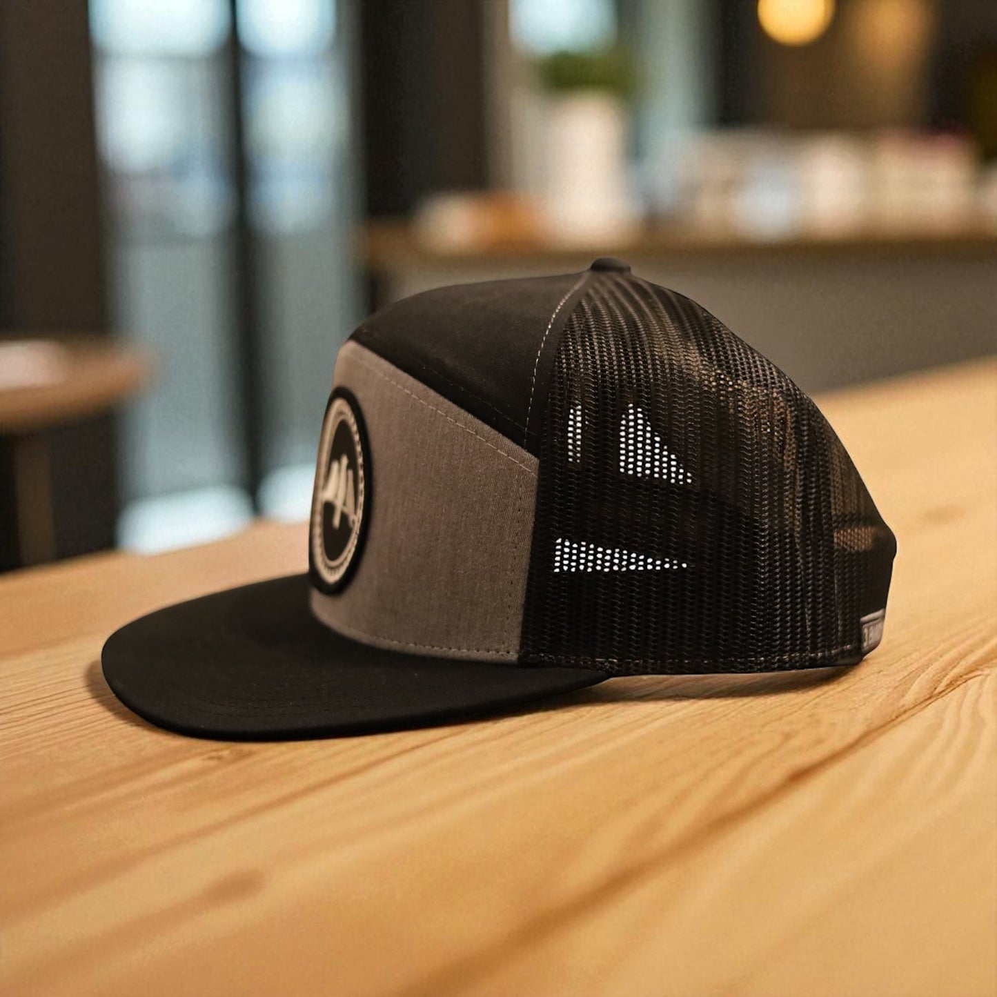 3 Bird Lifestyle Seven-Panel Trucker • Heather Grey & Black • 3 Birds Only Patch