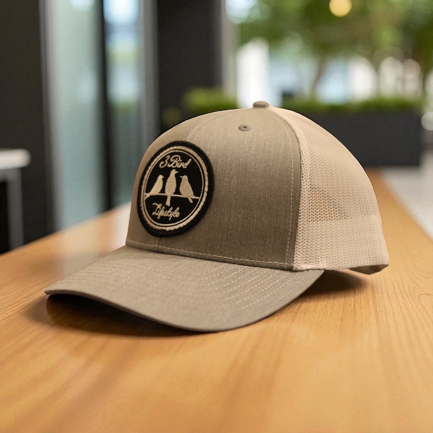 3 Bird Lifestyle Trucker Hat • Light Grey & White • 3 Bird Lifestyle Patch