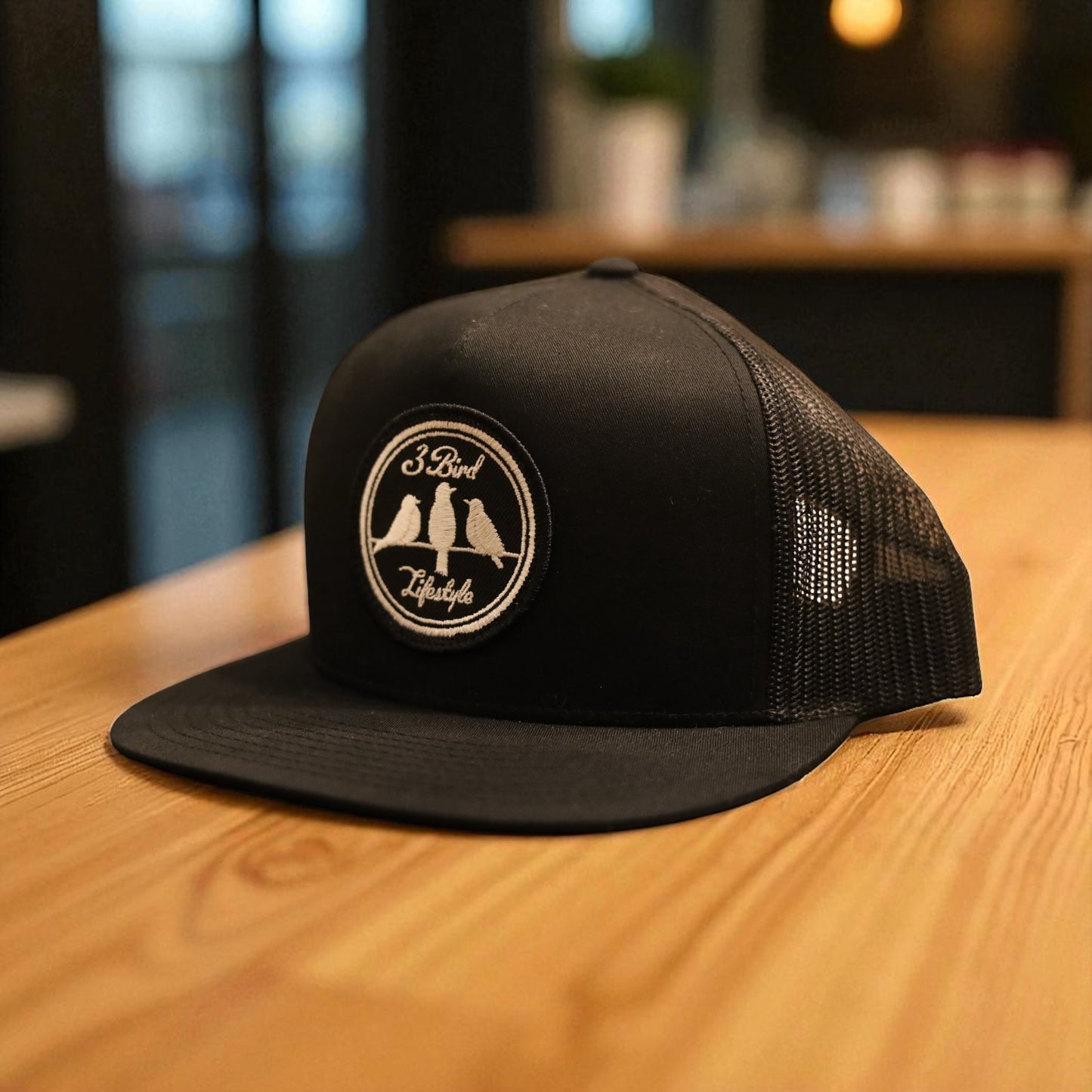 3 Bird Lifestyle Flat Bill Trucker •Black• 3 Bird Lifestyle Patch