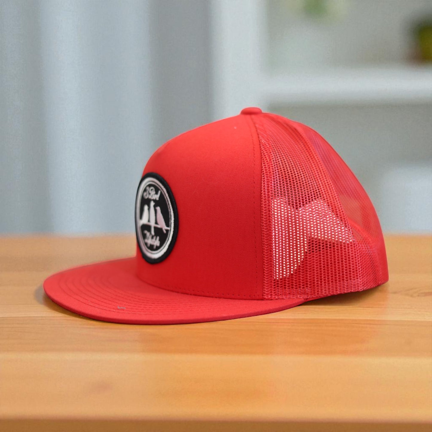 3 Bird Lifestyle Flat Bill Trucker •Red • 3 Bird Lifestyle Patch