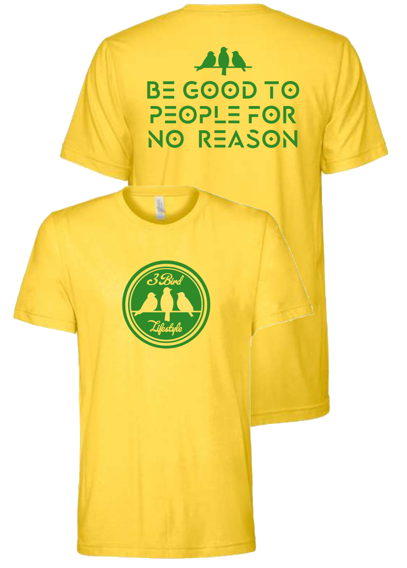 3 Bird Lifestyle T-Shirt • 3 Bird Crest • Yellow & Green