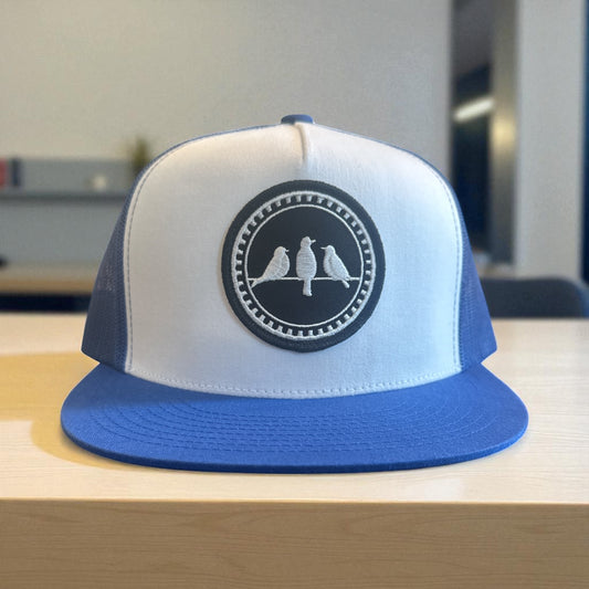 3 Bird Lifestyle Flat Bill Trucker • Royal Blue & White • 3 Birds Only Patch
