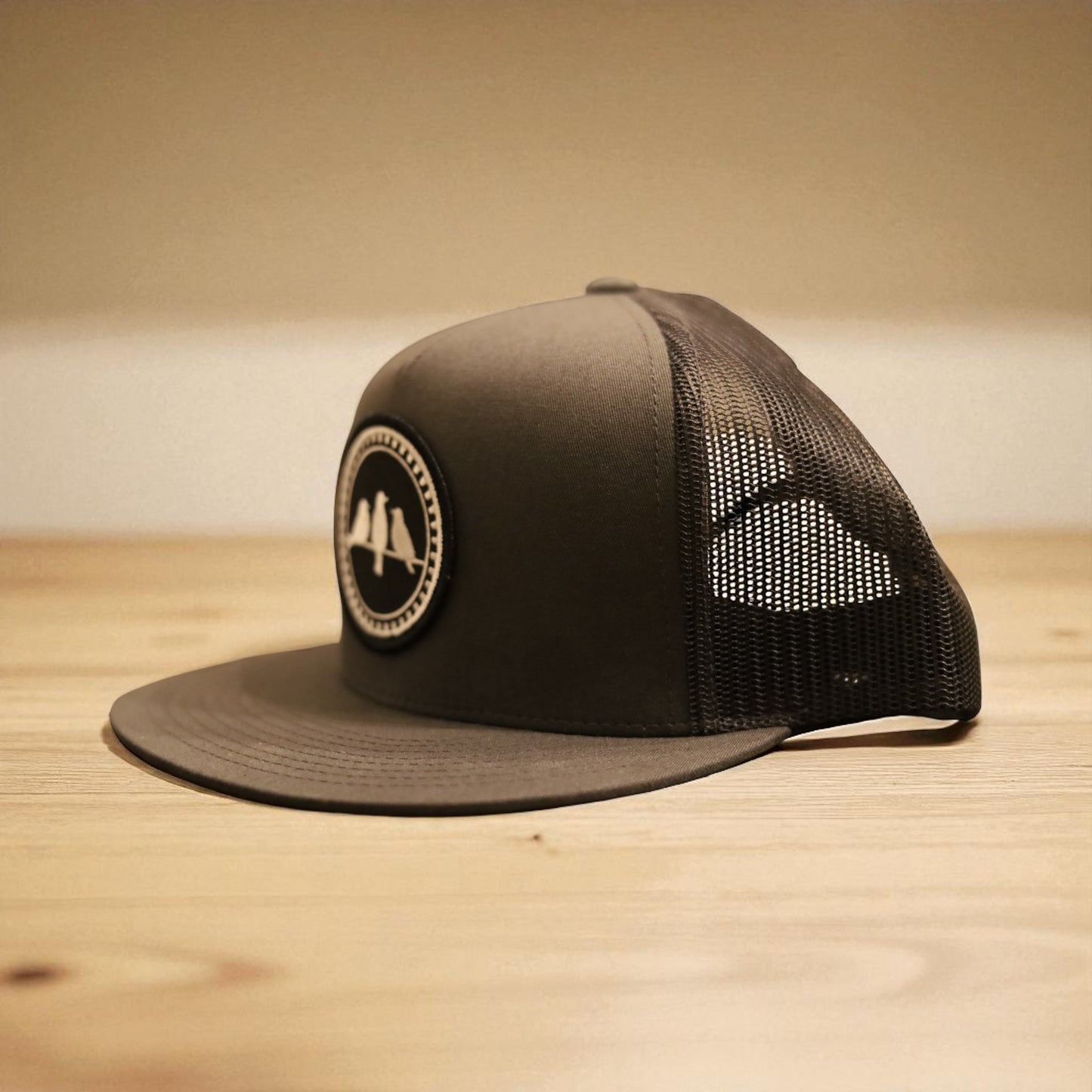 3 Bird Lifestyle Flat Bill Trucker • Charcoal • 3 Birds Only Patch