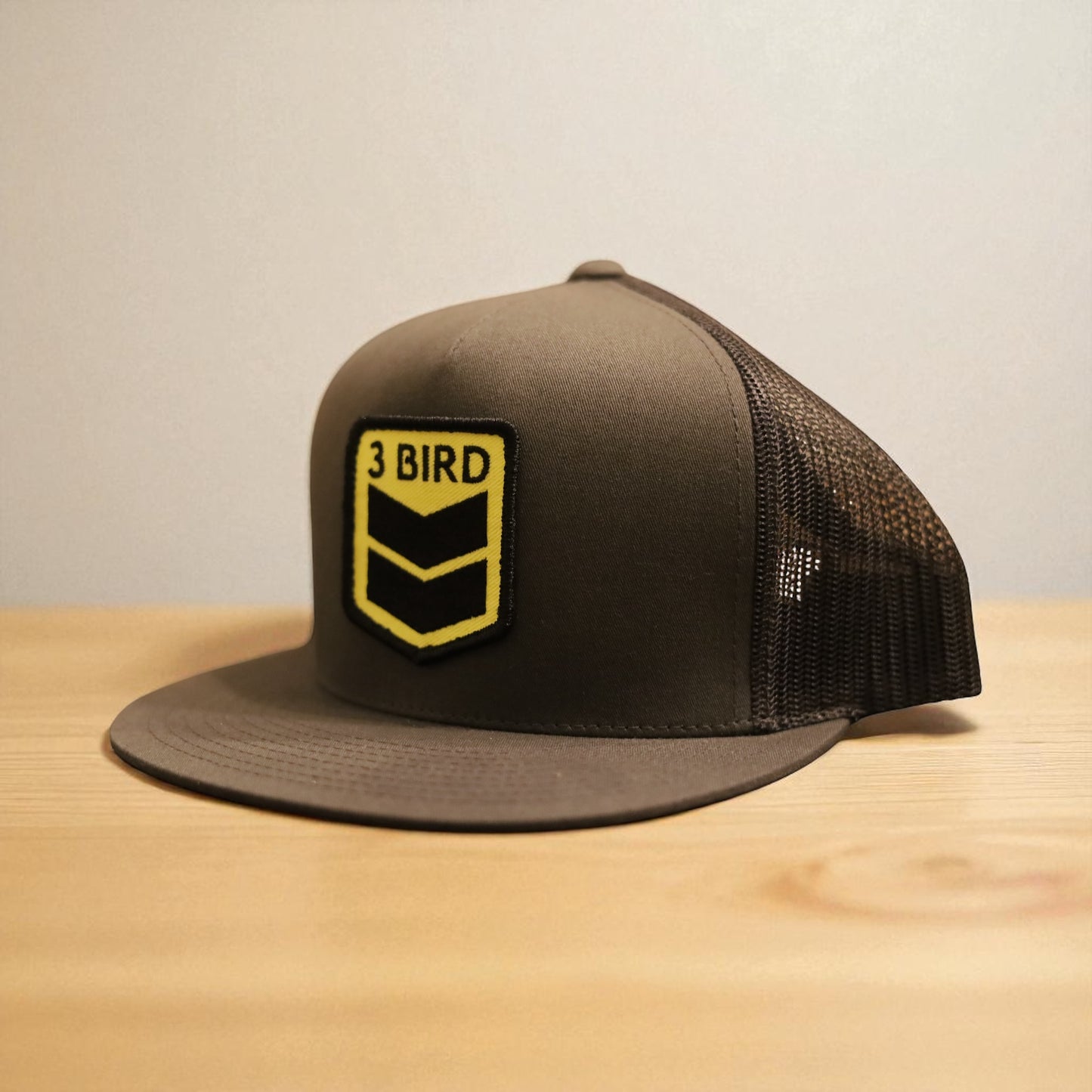 3 Bird Lifestyle Flat Bill Trucker •Charcoal Grey• 3 Bird Patch