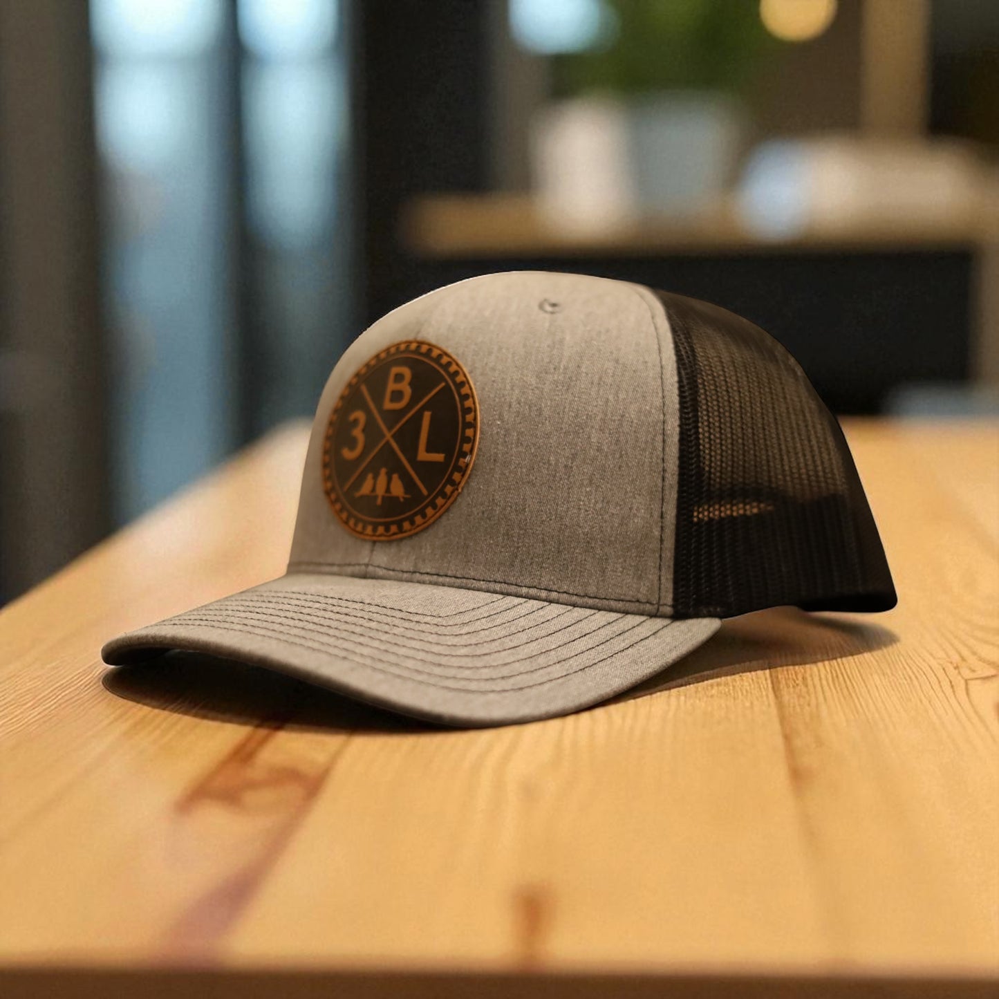 3 Bird Lifestyle Trucker Hat • Grey & Black •3BLX Leather Patch