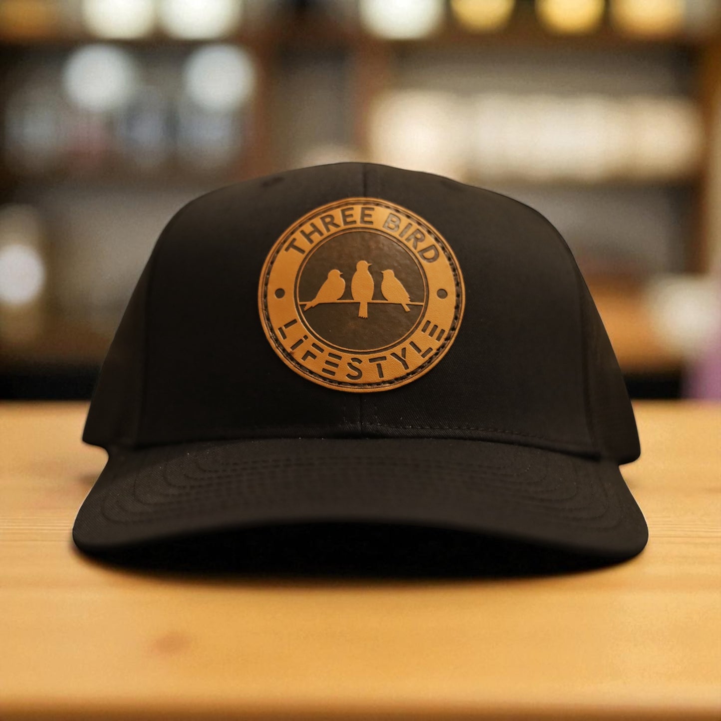 3 Bird Lifestyle Trucker Hat • Black • 3 Bird Lifestyle Leather Patch
