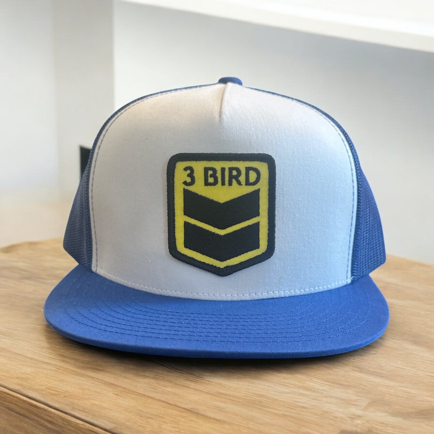3 Bird Lifestyle Flat Bill Trucker • Royal Blue & White• 3 Bird Patch