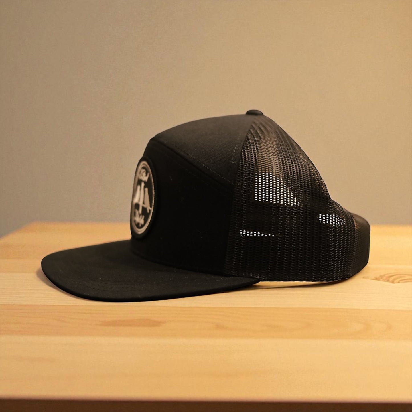 3 Bird Lifestyle Seven-Panel Trucker •Black & Black • 3 Bird Lifestyle Patch