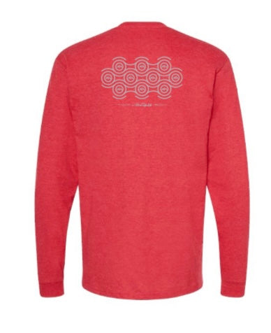 3 Bird Lifestyle Long Sleeve T-Shirt • Perpetual Motion• Heather Red & Silver