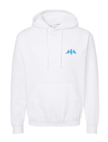 3 Bird Lifestyle Hoodie • Burst Hoodie• White and Carolina Blue