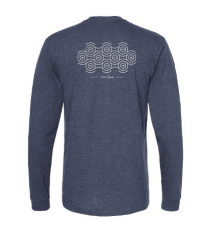 3 Bird Lifestyle Long Sleeve T-Shirt • Perpetual Motion• Heather Denim & Silver
