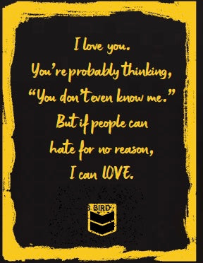 3 Bird Lifestyle T-Shirt • I Love You • Black & Yellow
