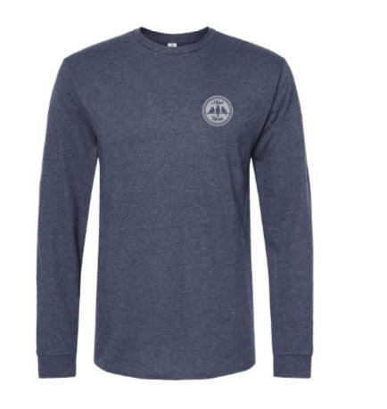 3 Bird Lifestyle Long Sleeve T-Shirt • Perpetual Motion• Heather Denim & Silver
