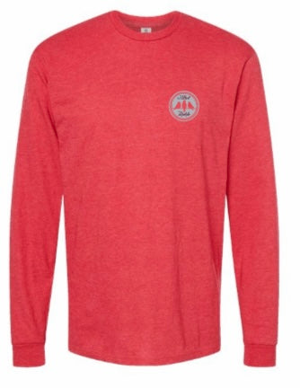 3 Bird Lifestyle Long Sleeve T-Shirt • Perpetual Motion• Heather Red & Silver