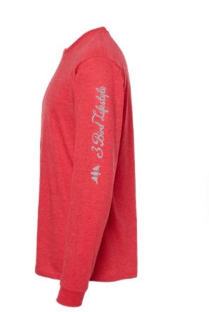3 Bird Lifestyle Long Sleeve T-Shirt • Perpetual Motion• Heather Red & Silver