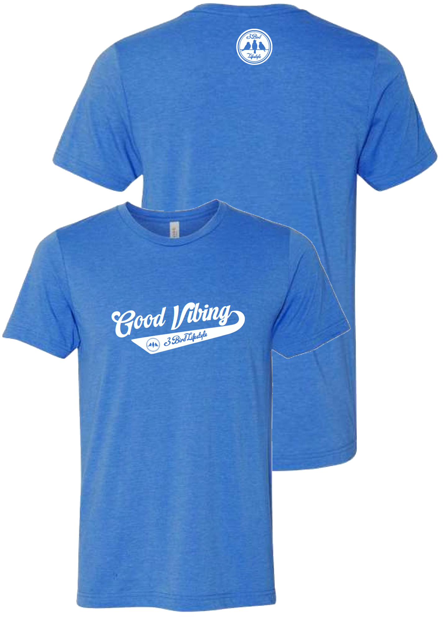 3 Bird Lifestyle T-Shirt • Good Vibing • Blue & White