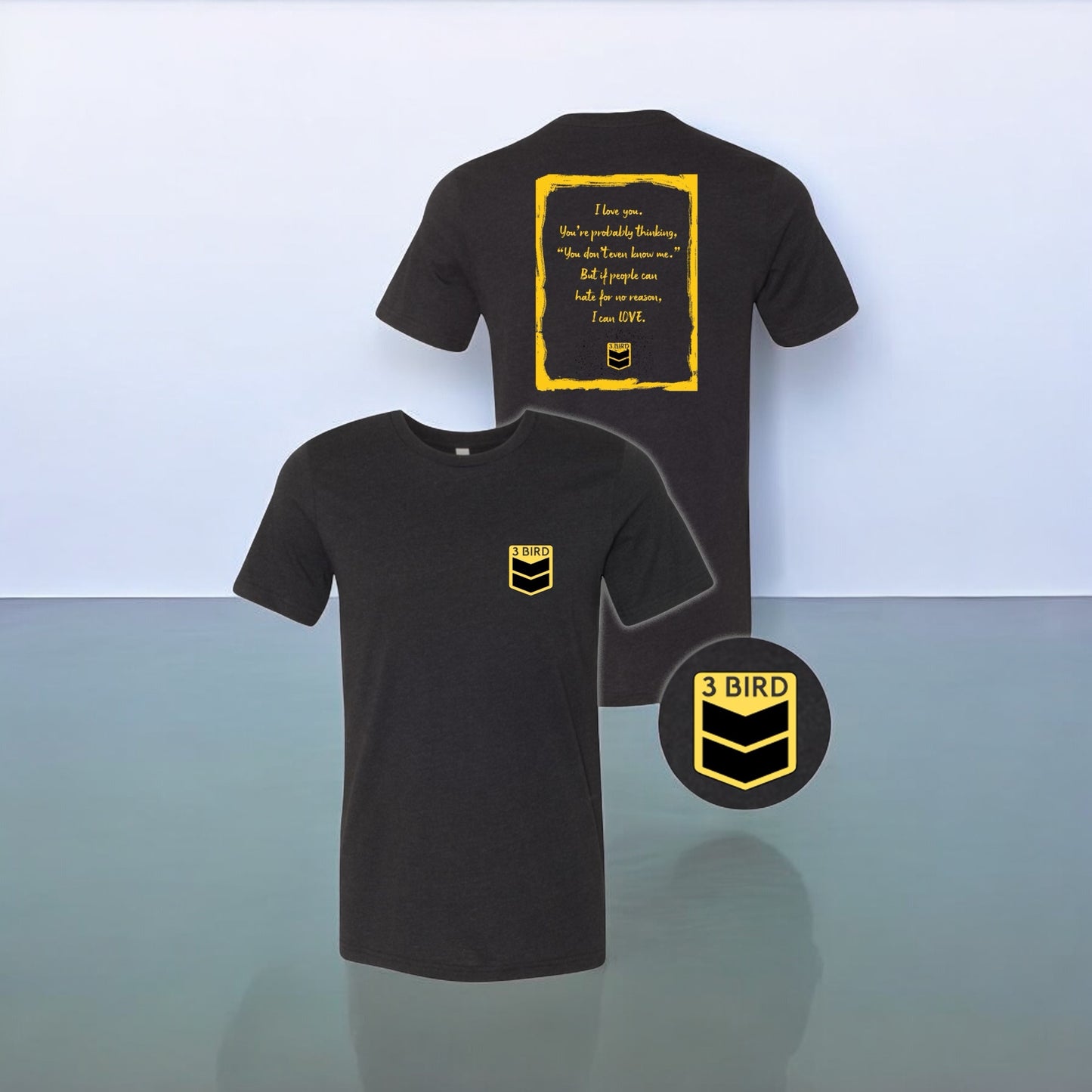 3 Bird Lifestyle T-Shirt • I Love You • Black & Yellow