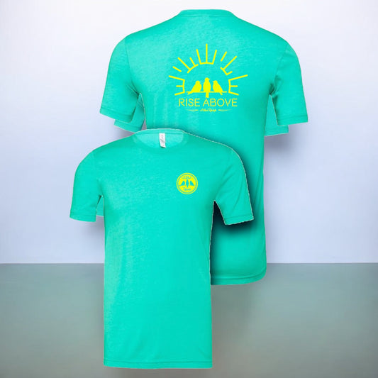 3 Bird Lifestyle T-Shirt • Rise Above • Teal & Yellow