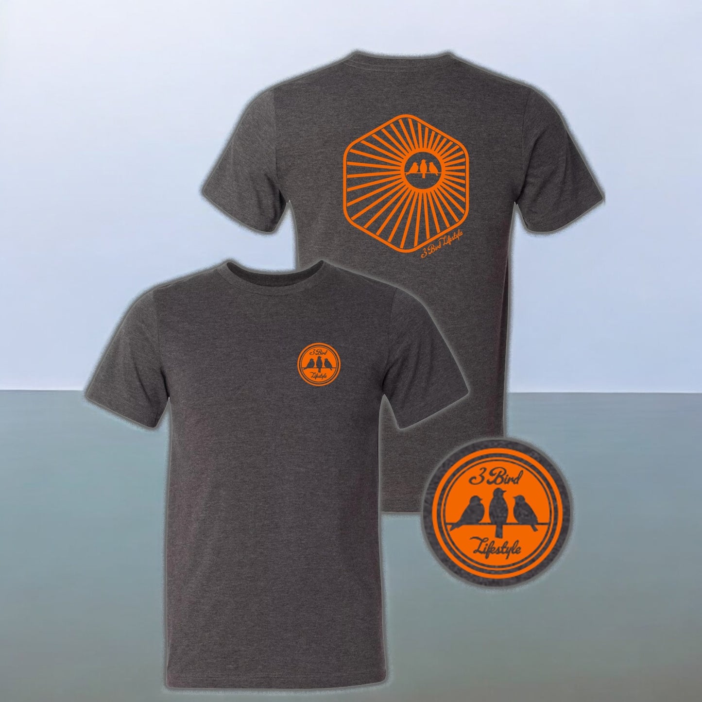 3 Bird Lifestyle T-Shirt • Burst • Charcoal & Orange