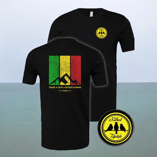 3 Bird Lifestyle T-Shirt • Peace, Love, & Overstanding • Black & Yellow