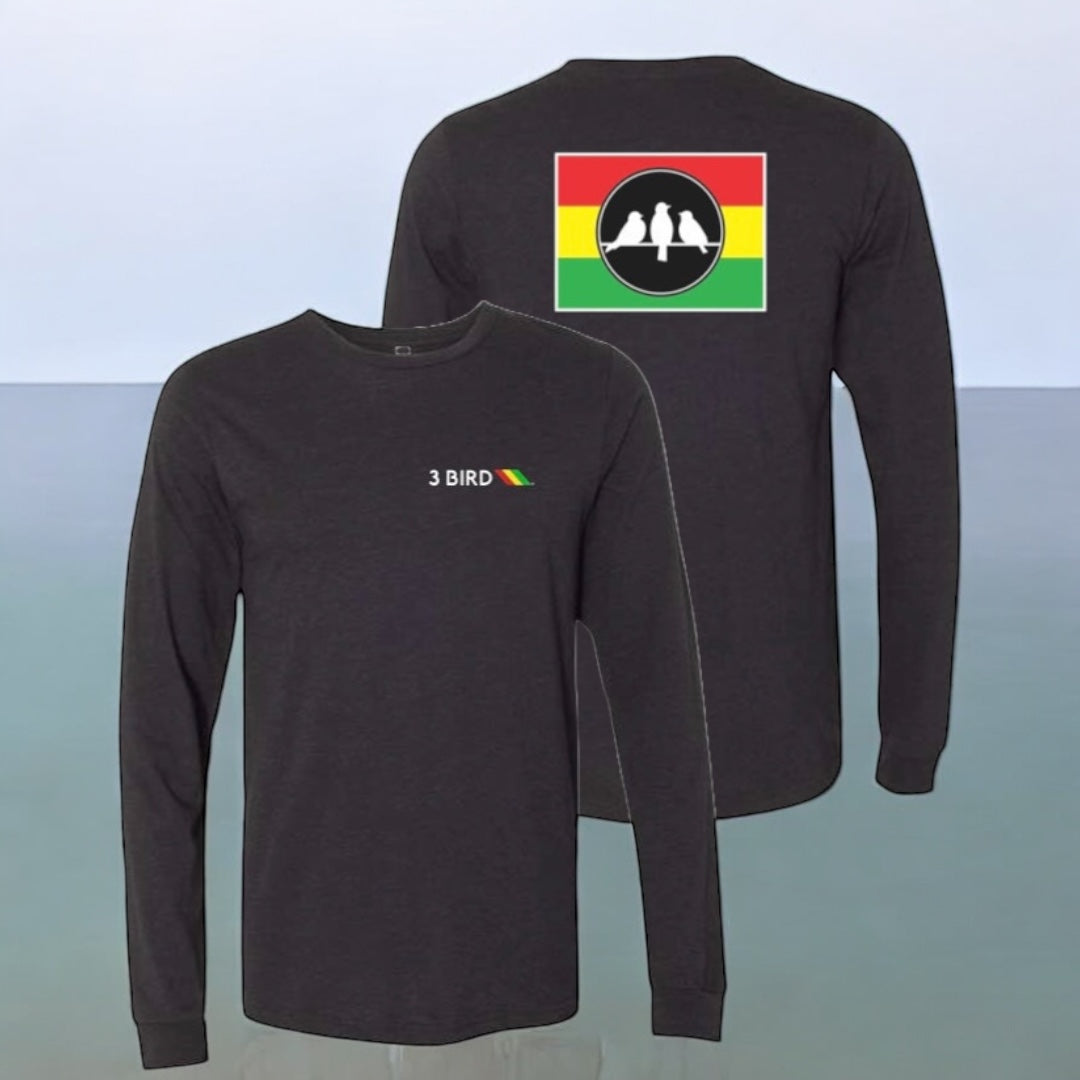 3 Bird Lifestyle Long Sleeve T-Shirt • Rasta Flag • Black and Yellow, Green, Red