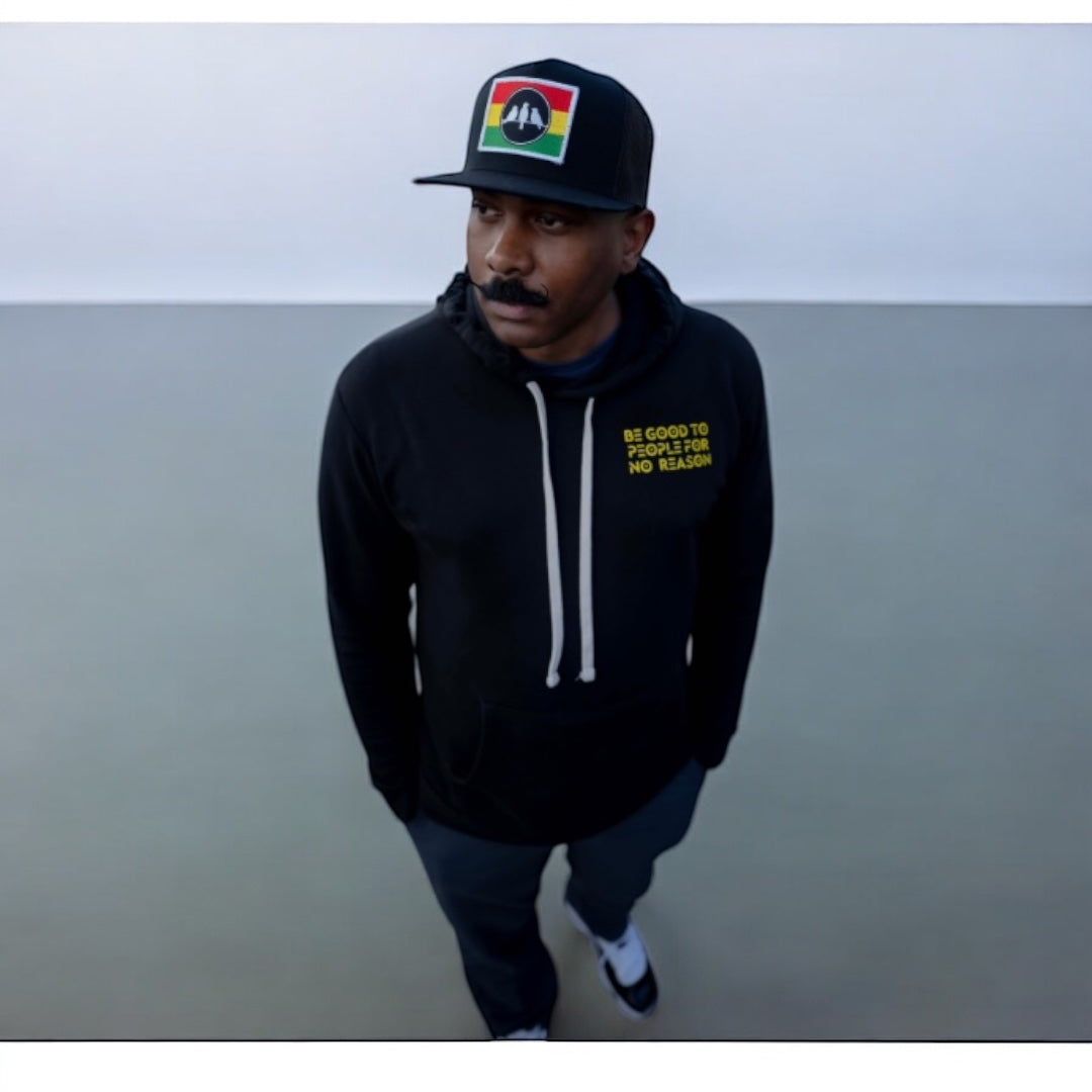 3 Bird Lifestyle Hoodie • Be Good To People For No Reason • Black and Yellow