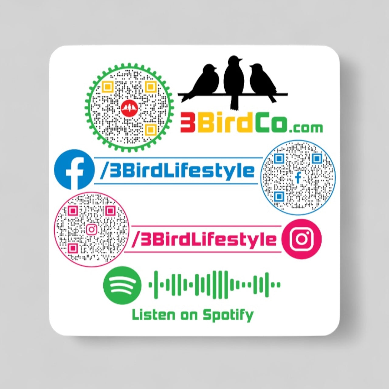 3 Bird Lifestyle • Te Amo Sticker • 3" Square with rounded corners • Vinyl Matte Sticker