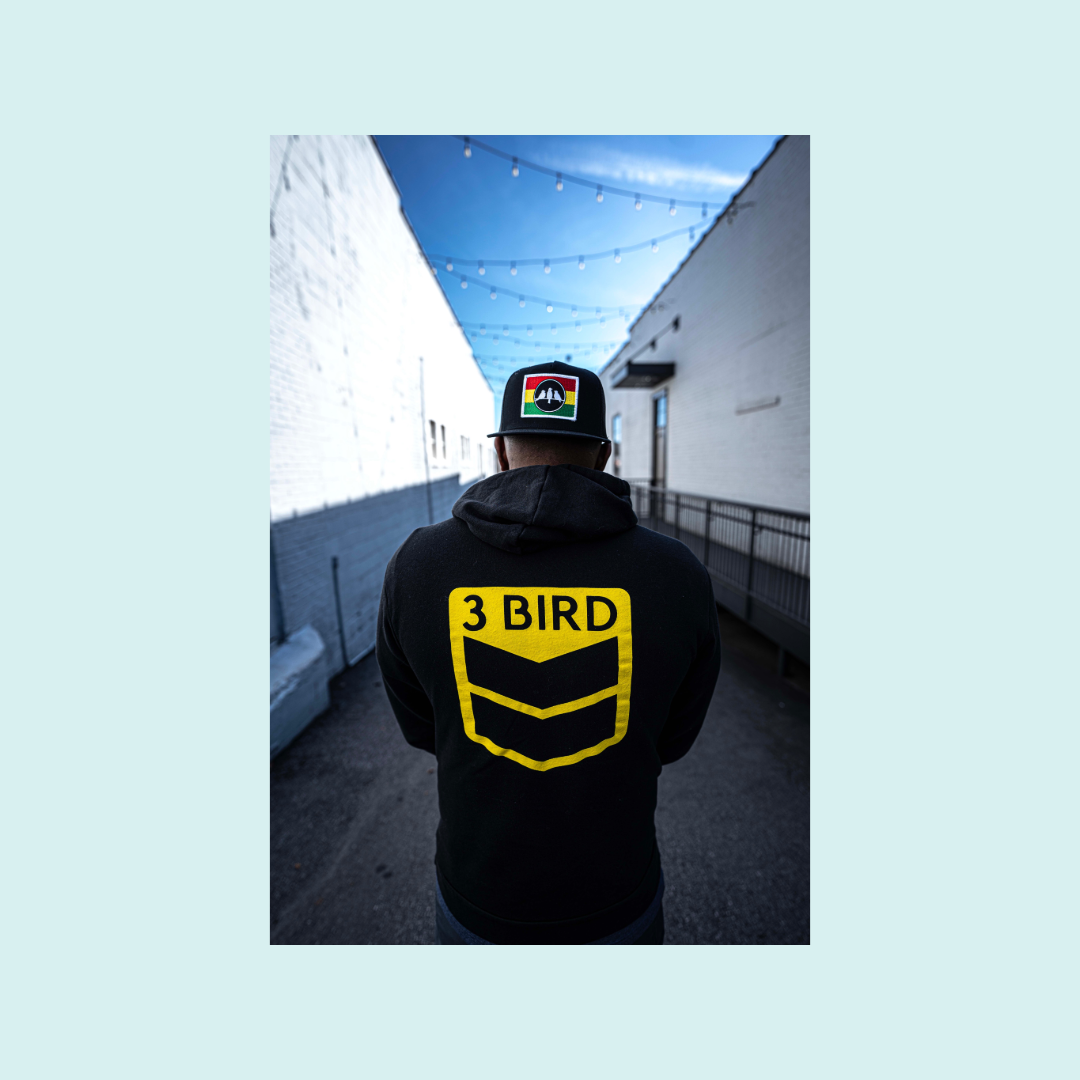3 Bird Lifestyle Hoodie • Be Good To People For No Reason • Black and Yellow