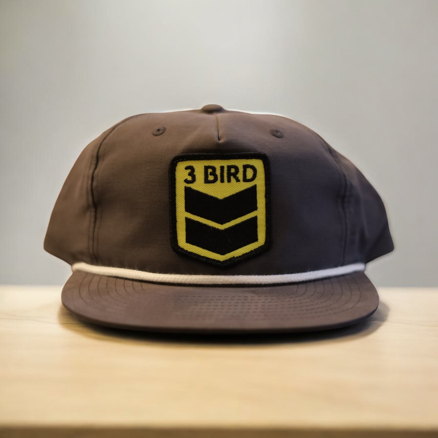 3 Bird Lifestyle Grandpa Rope Hat • Charcoal with White Rope • 3 Bird Patch