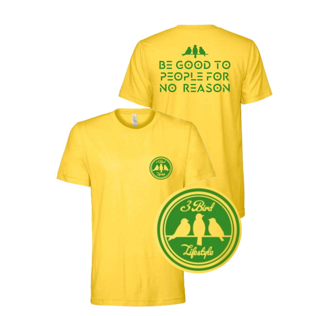 3 Bird Lifestyle T-Shirt • Pocket 3 Bird Crest • Yellow & Green