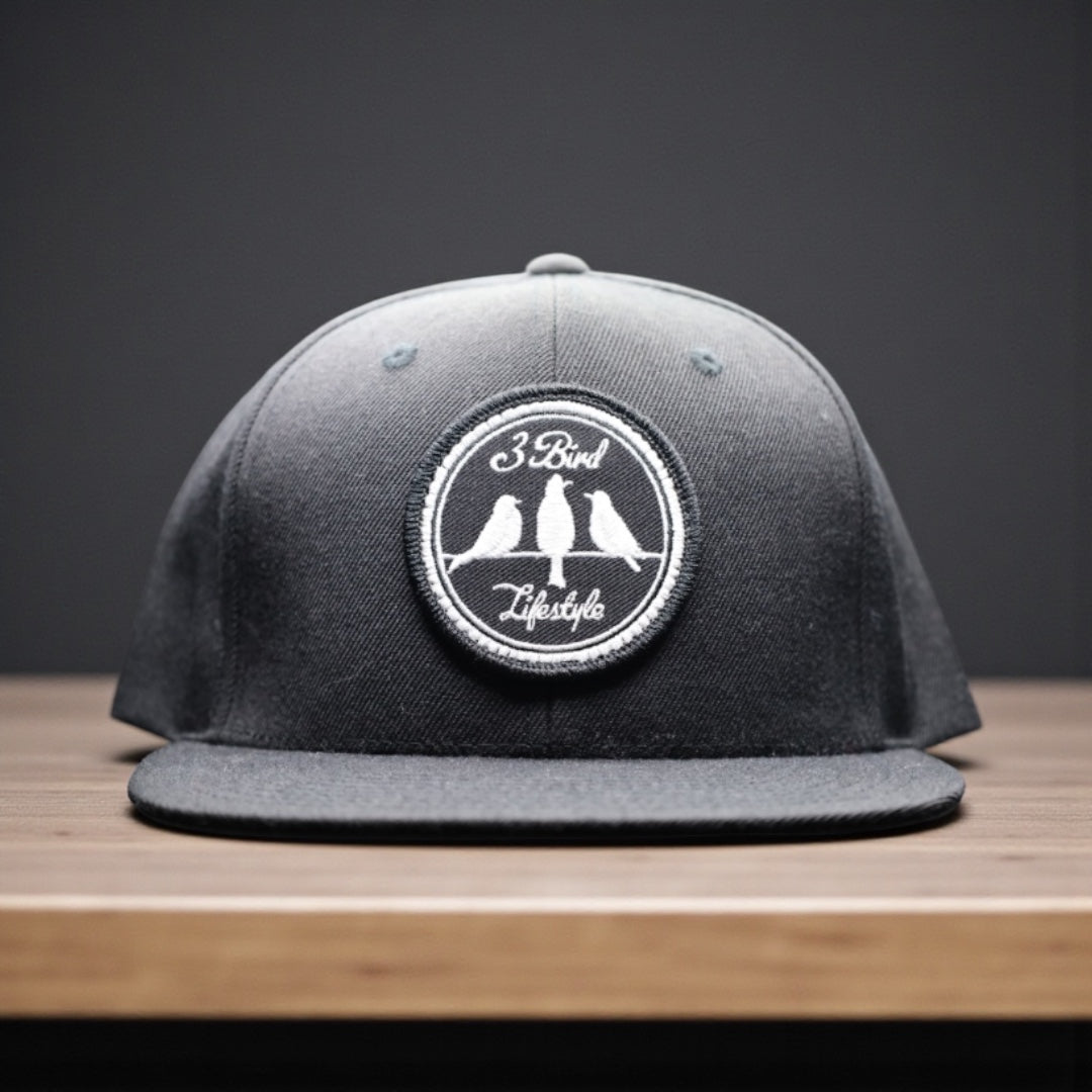 3 Bird Lifestyle Baseball Style Flat Bill • Black • 3 Bird Lifestyle Patch
