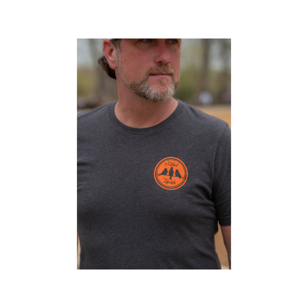 3 Bird Lifestyle T-Shirt • Burst • Charcoal & Orange