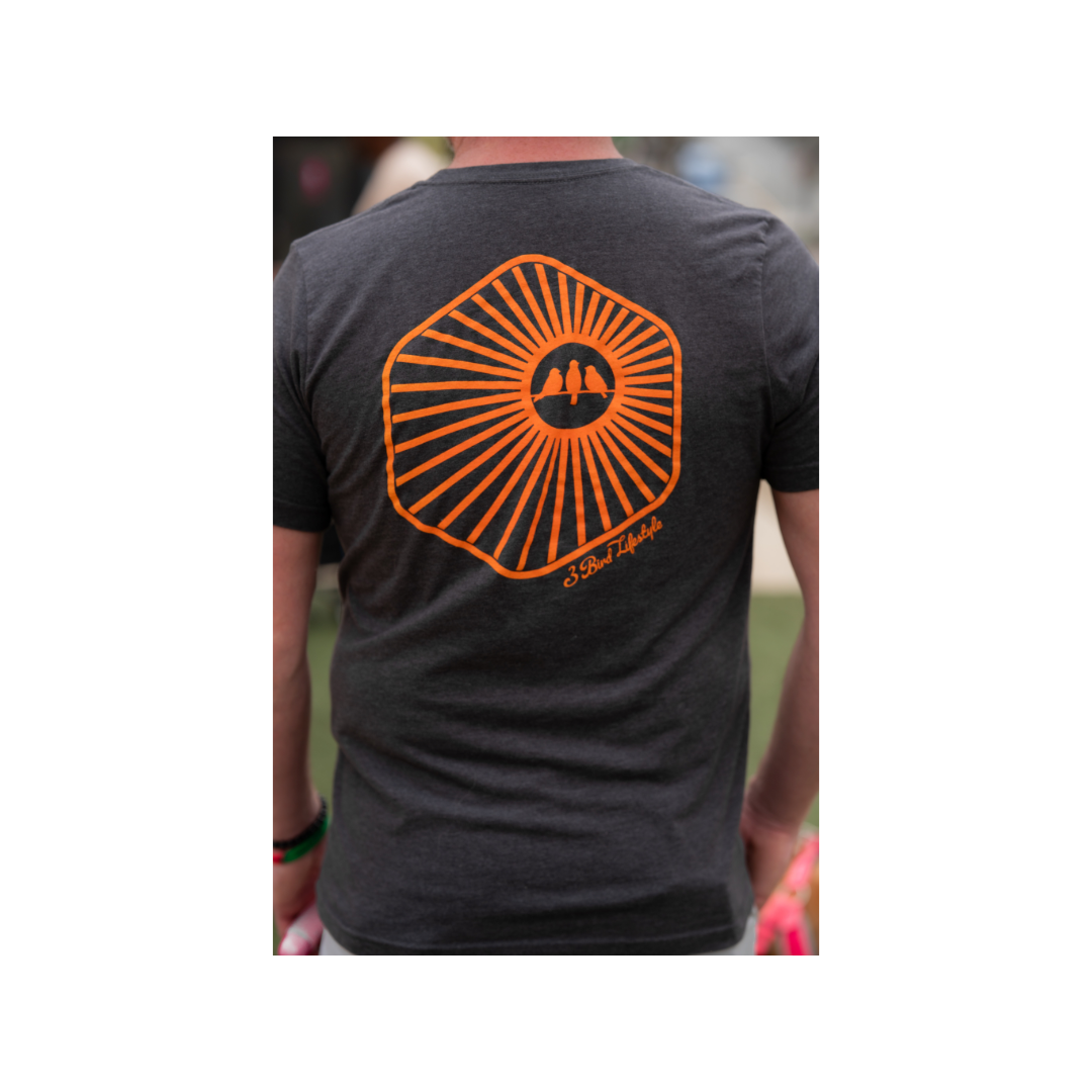 3 Bird Lifestyle T-Shirt • Burst • Charcoal & Orange
