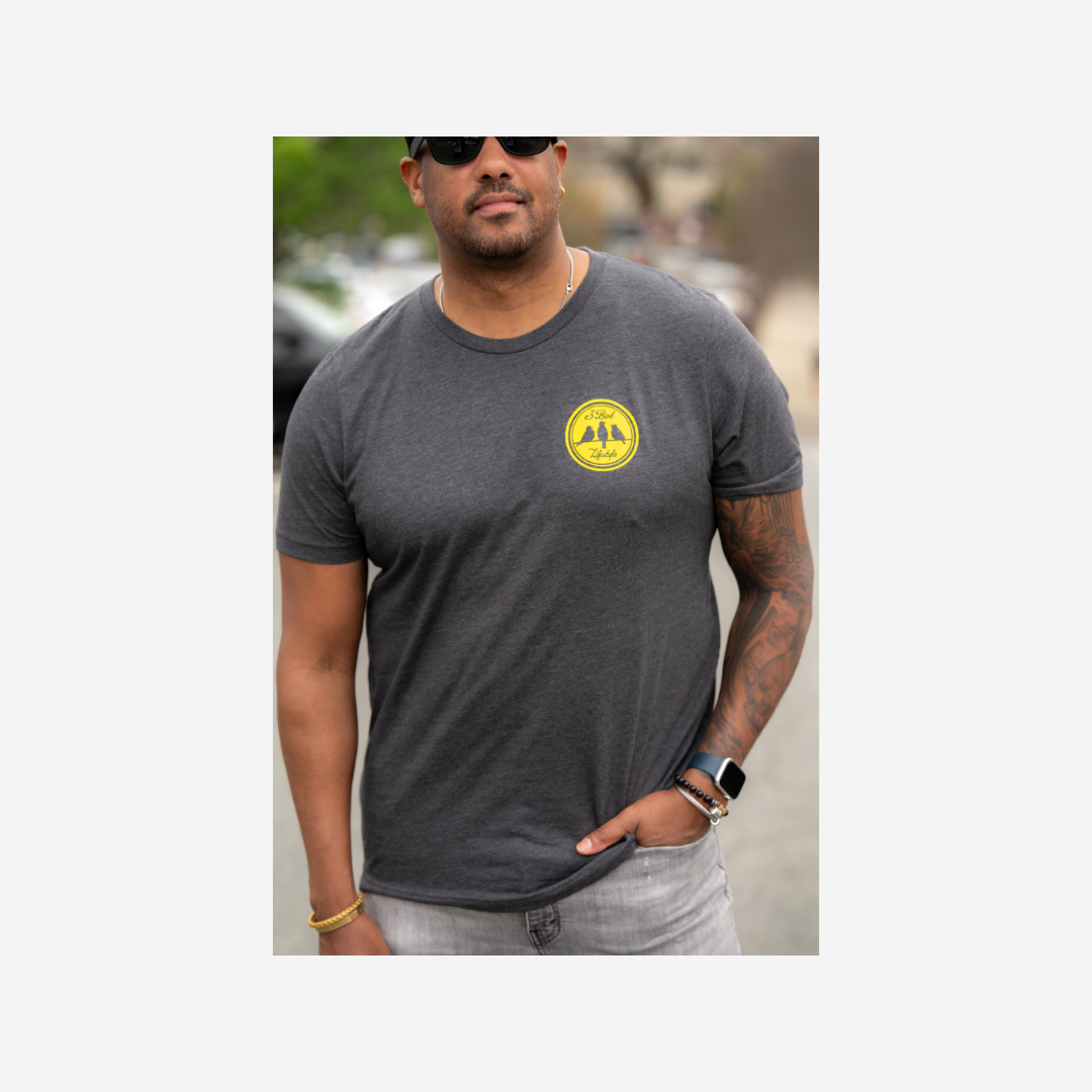 3 Bird Lifestyle T-Shirt • Rise Above • Charcoal & Yellow