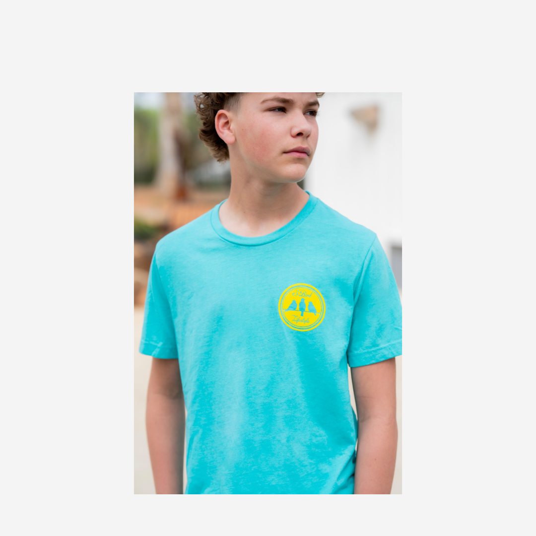 3 Bird Lifestyle T-Shirt • Rise Above • Teal & Yellow
